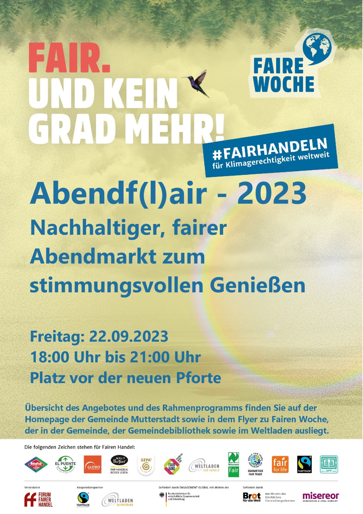 aktuelles Plakat Faire Woche 2023 Abendmarkt